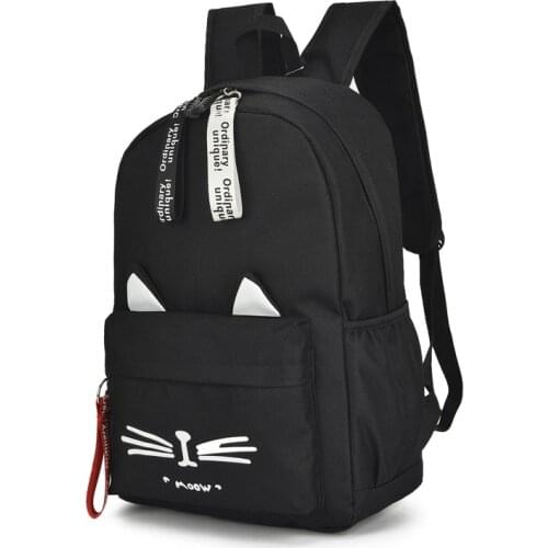 2021Cute Cartoon Cat Ears School Bags For Teenage Girls Nylon Backpack Schoolbag Women Famale Student Bookbag