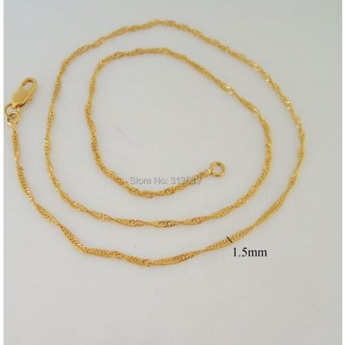 Min order 10$/Can mix design/ 2.1g 18" - YELLOW GOLD GP OVERLAY FILLED BRASS TWIST CHAIN NECKLACE/Great Gift/Great Money Maker