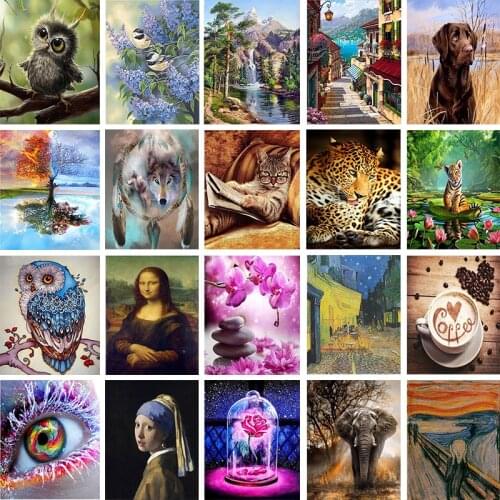 Fashion 5D Home Decor Multi-style Diamond Painting Kits Full Round With AB Drill 20 Pattern Wall Sticker Mosaic Embroidery Gift