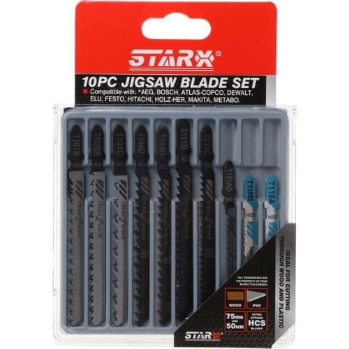 10pcs Assorted HSS HCS T144D T244D T101B T101D T101BR T111C Reciprocating Jigsaw Blades Set For Cutting Metal Plastic Wood Kits