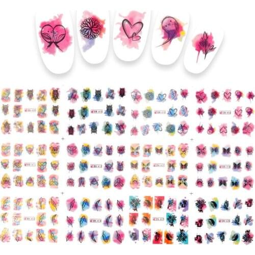 12 Designs 1 sets water mixed mixed Animal catcher tips gradient sticker nail slider manicure diy decor tools