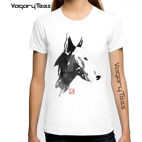 Novelty design Bull Terrier Ink painting print t shirt women summer tops t-shirt femme funny dog lover tshirt female streetwear