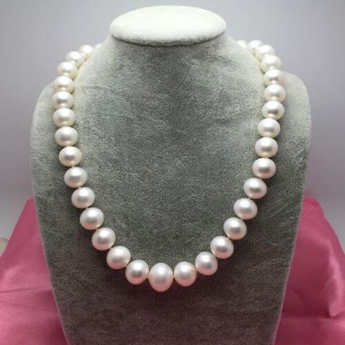 Natural 12-14mm natural freshwater pearl necklace genuine very light