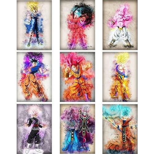 Japanese Anime Cartoon Canvas Painting Dragon Ball Monkey King Posters and Prints Print Mural Picture Wall Art Home Decoration