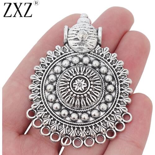 ZXZ 2pcs Tibetan Silver Large Tribal Boho Style Connector Charms Pendants for Necklace Jewelry Making Findings