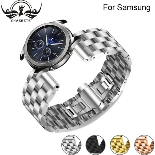 Compatible Samsung S3 Band, 20mm 22mm Stainless Steel Watchband for Samsung Galaxy Watch 42mm 46mm SM-R810/SM-R800 Quick Release