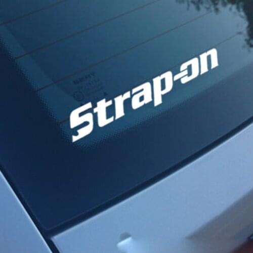 STRAP ON Funny Vinyl Decals Bumper Sticker Car Windows Laptop Decal Wall Sticker Choose 20 Colours