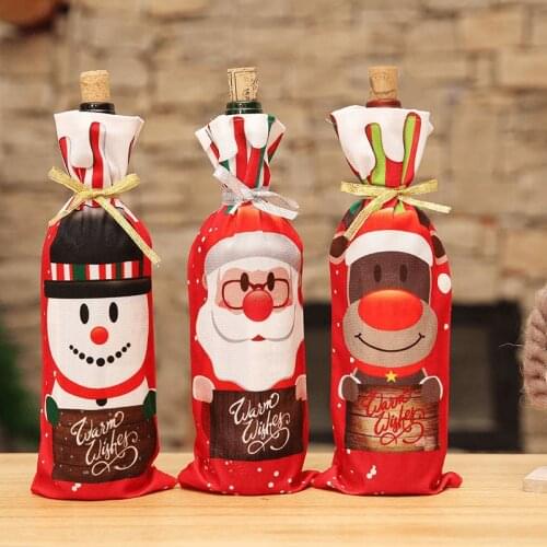 1pcs Christmas Wine Bottle Cover Merry Christmas Decor For Home 2020 Natal Noel Christmas Table Decor Gift Happy New Year 2021