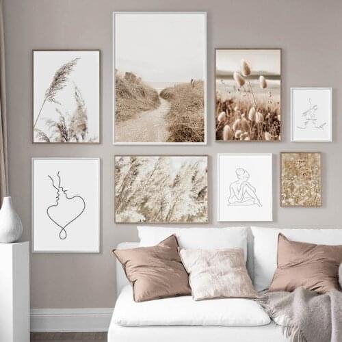 Scandinavian Countryside Nature Landscape Poster Photography Picture Nordic Reed Field Plant Print Canvas Wall Art Painting