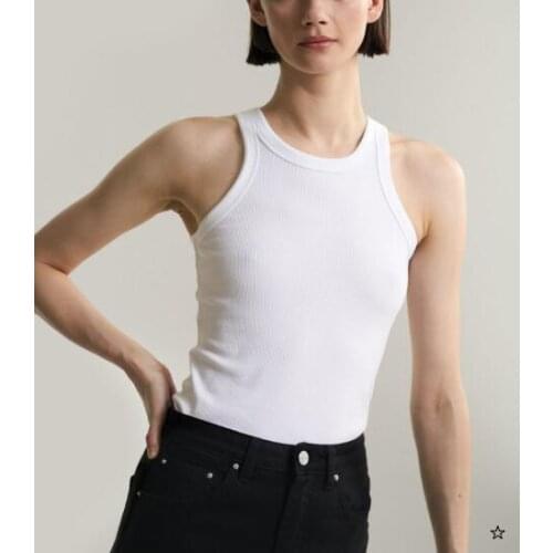 Espera rib tank white Black Sleeveless organic cotton Skinny Fitted Tops Tees Woman Fashion 2019ss