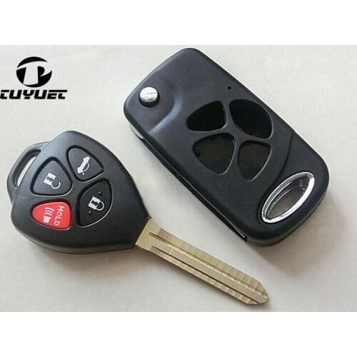 Tuyuet 4 Buttons Blank Modified Flip Remote Key Shell Case For Toyota Camry Reiz Corolla