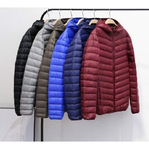 Ultra-light Thin Down Jacket Mens 2020 New Autumn Winter Slim Short Hooded Warm White Duck Down Coat Plus Size Casual Outerwear