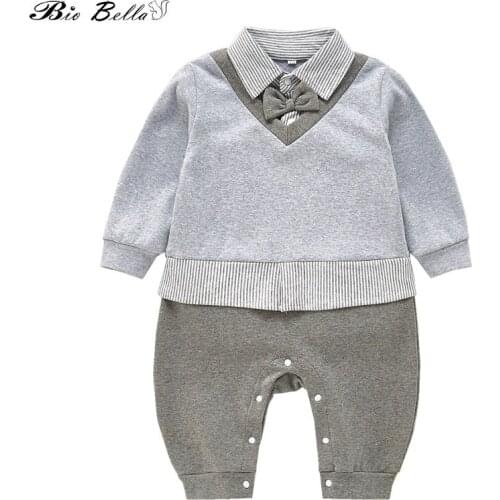 Gentleman Newborn Boy Romper 2021 Spring Baby Clothes Baptism Party Boys Overalls 0-24Months Kids Boy Outfits Jumpsuit