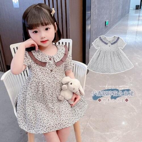 Childrens cotton skirts in summer girls' skirts floral girls' princess dresses contrast color childrens dresses in summer