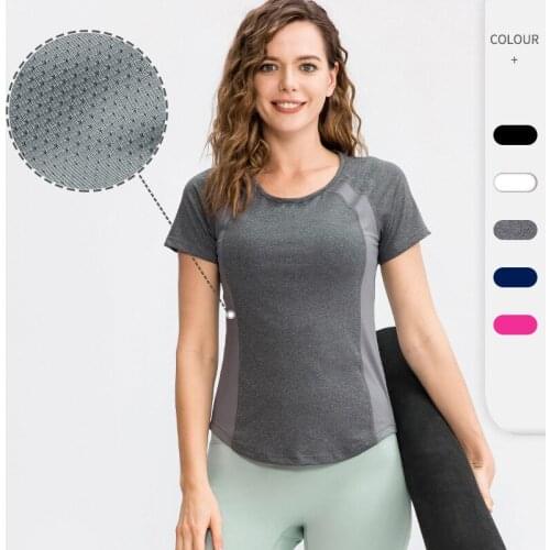 Womens Tight Yoga Shirts Fitness Short Sleeve Crop Top Summer Running Sports T-shirt Workout Tops Gym Clothes Sportswear