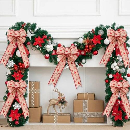 1pcs Christmas Ribbon Bow Cloth Xmas Decorations Snowflake for Crafts Christmas Tree Ornaments Gifts