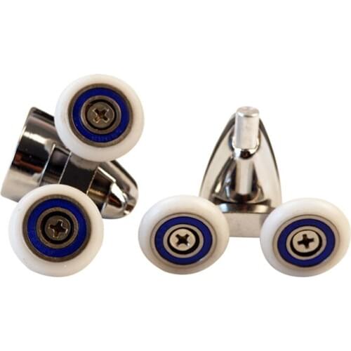 2PCS Shower Room Triangle Zinc Alloy Double POM Wheel Bathroom Sliding Door Mute Pulley Shower Room Accessories Door Rollers