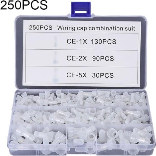 250 PCS CE1 CE2 CE5 Closed End Crimp Caps Electrical Wire Cable Terminals Connectors Set AWG 12-10 16-14 22-16