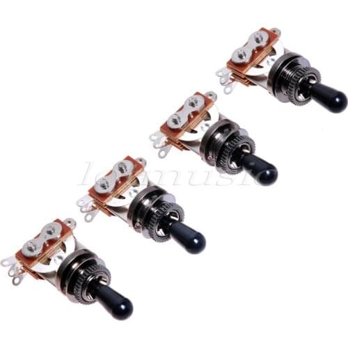 4pcs Electric Guitar 3 Way Toggle Switch Pickup Selector W/ Black Tip For Guitar Replacement