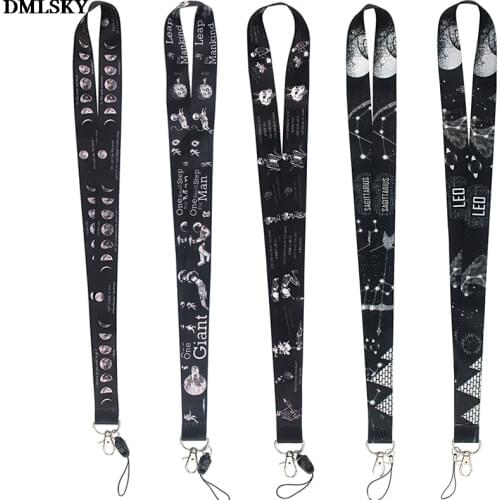 MD014 DMLSKY Cartoon Punk Lanyard Keychain Black Lanyards for keys Badge ID Mobile Phone Rope Neck Straps Accessories Gifts