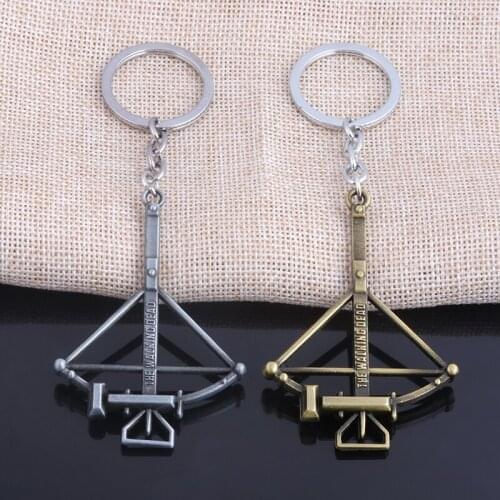 Movie The Walking Dead Keychains Retro Bow and Arrow Metal Keyring For Men Key Holder Cosplay Jewelry
