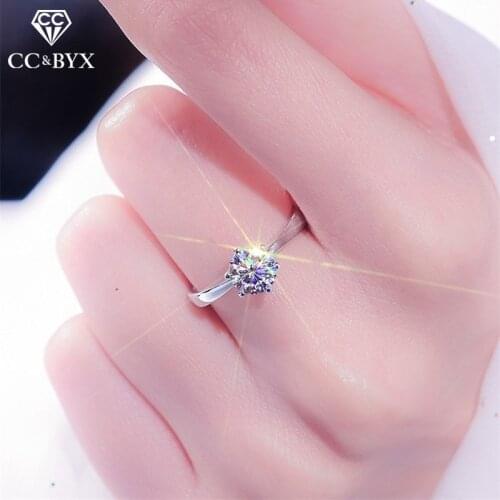 CC S925 Ring Silver Plated Engagement Rings For Women Round Stone CZ Wedding Bridal Jewelry Fashion Anel Drop Shipping CC633
