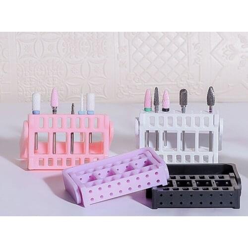 16 Holes Nail Art Drill Bit Display Grinding Head Holder Storage Box Manicure