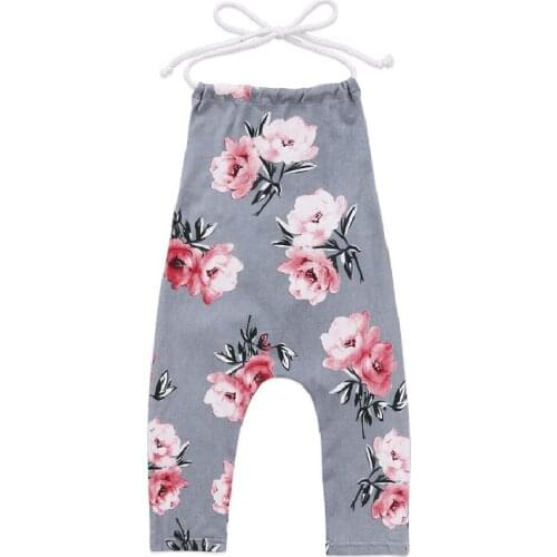 Baby Clothing Summer Sleeveless Halter Overalls Baby Kids Girls Flower Jumpsuit Playsuit Clothes 1-6Y