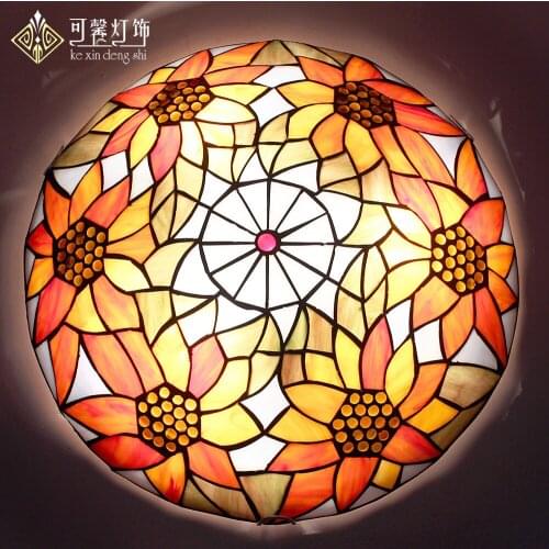 European Garden sunflower ceiling lamps, modern minimalist bedroom study living room lamps lighting LED lamp iron Yang