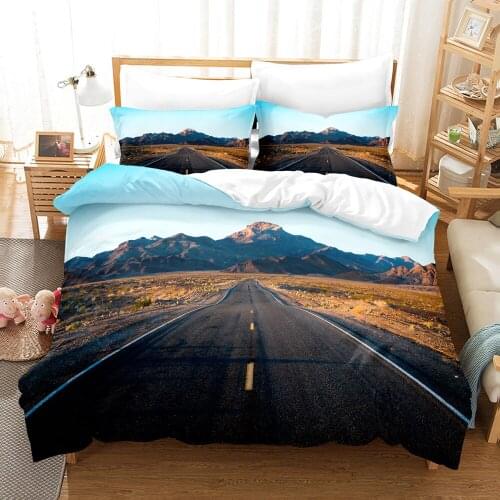 Beauty Tree Road Bedding Set Single Twin Full Queen King Size Tree Road Sky Bed Set Childrens Kid Bedroom Duvetcover Sets 016