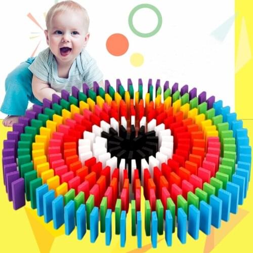 120pcs Domino Toys Children Wooden Toys Colored Domino Blocks Kits Early Learning Dominoes Games Educational Children Toys