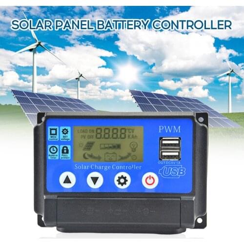 Solar Charge Controller Dual USB LCD Display Auto Solar Cell Panel Regulator PWM Intelligent Regulator With USB 5V 2.5A
