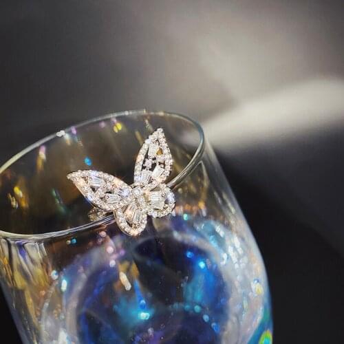 Hot Fashion Jewelry Three-dimensional Butterfly Copper Micro Inlay Zircon Opening Adjustable Ring Female Prom Party rings