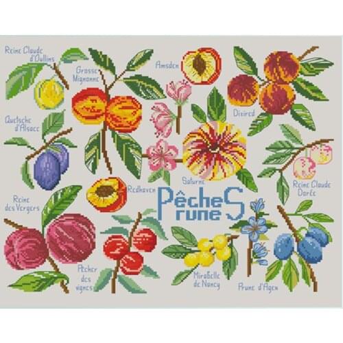 Needlework Cross stitch Handmade 14CT Counted Canvas DIY,Cross-stitch kits,Embroidery embroidery fruits peaches and plums 46-37