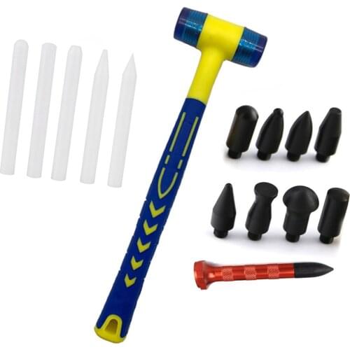 Knock Down Tools Tap Down Pen Tap Down Tool Kit with Rubber Hammer Hand Tool Set for Paintless Hail Removal Car Dent Remover