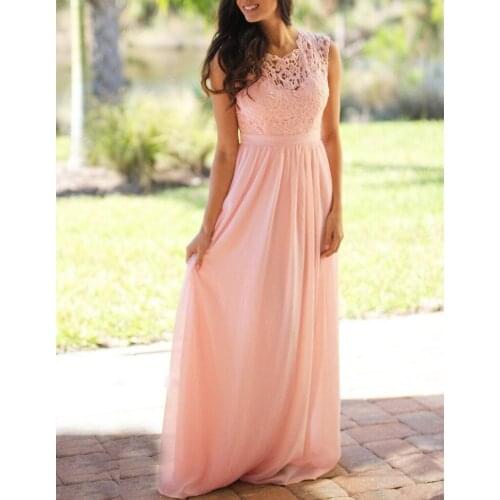 2020 new bridesmaid wedding dress lace backless bridesmaid dress O-neck sleeveless chiffon wedding party formal dress Vestidos