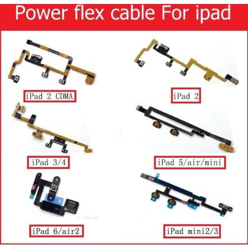 Genuine power & Volume flex cable For ipad 2 3 4 5 6 air 2 power on/off & volume switch Ribbon Flex Cable for ipad mini 1 2 3 4