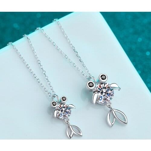 Silver Cut Fish Pendant Necklace Excellent Cut 1 Carat Diamond Test Passed D Color High Clarity Moissanite Carp Beads Necklace