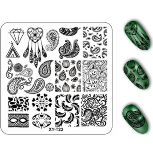 1pcs Flower Plant Pattern Image plastic Nail Stamping Plates 6*6cm Square Stencils for Nails Stamping Nail Art tools