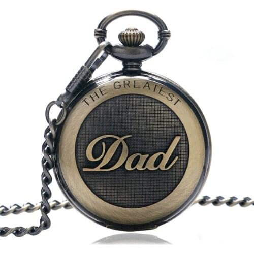 Dad Gifts Series Retro DAD Quartz Pocket Watch Casual Necklace Pendant Antique Style Steampunk Men Chain Watch Fathers Day Gift