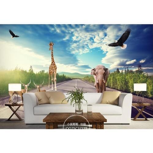 Custom 3d photo wallpaper 3d wall murals wallpaper mural forest animals landscape of mural 3 d background wall decor living room