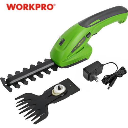 WORKPRO 7.2V Electric Trimmer 2 in 1 Lithium-ion Cordless Garden Tools Hedge Trimmer Rechargeable Hedge Trimmers for Grass