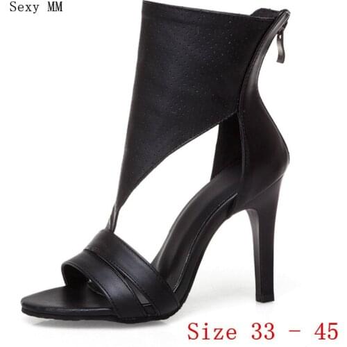Women Gladiator Sandals Peep Toe High Heels Ankle Strap Pumps Woman High Heel shoes Small Plus Size 33 - 40 41 42 43 44 45