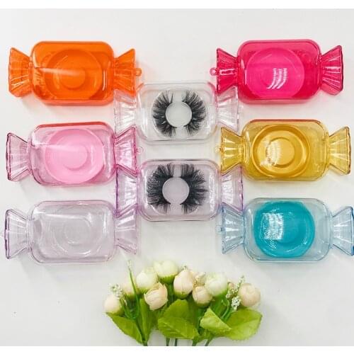 Candy lashes package dramatic new lashes case custom wholesale eyelashes boxes for 25mm lashes
