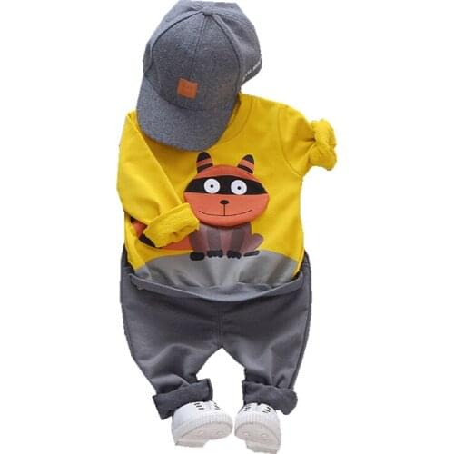 Spring Autumn Cartoon Baby Boy Girl Clothes Children Print Full Pants 2 Pcs/sets Kids Toddler Cotton Clothing Infant Tracksuits