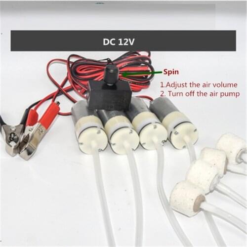 HYS Pomp DC 12V Oxygen Pump Electric Aquarium Air Pomps 12 V Volt Adjustable Oxygen Volume Fishing Aquarium Silent Car Aerator