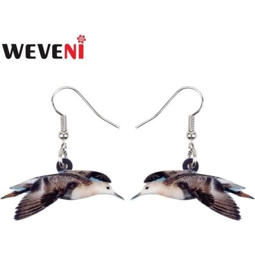 WEVENI Acrylic Hovering Mew Gu Sea-gull Bird Earrings New Long Dangle Drop Trendy Ocean Animal Jewelry For Women Girl Dropship