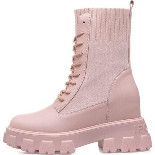 New Women Boots Lace up Solid Casual Ankle Boots Woman Round Toe Women Shoes winter snow boots warm british style YYJ286