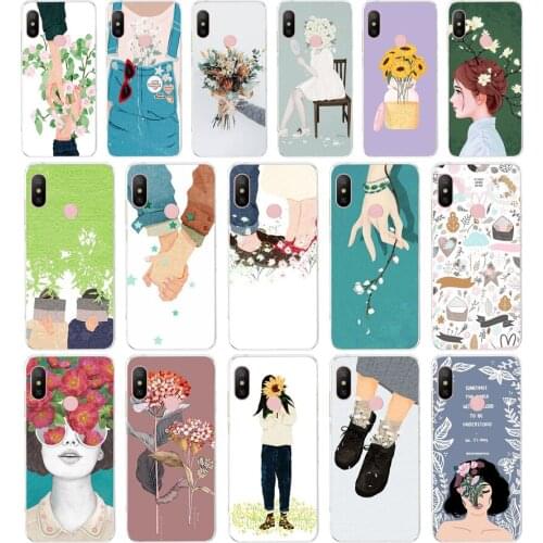 84AA Art Flower gift Soft Silicone Tpu Cover phone Case for Xiaomi Redmi 6 8 8a Note 8 Pro 8t case