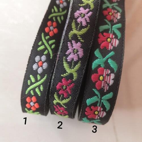 1.2cm 11mm 3/8'' Narrow Aztec Cute Quality Cotton Red Pink Green Small Flower Lace Trim Curtain Laciness Jacquard Ribbon Webbing